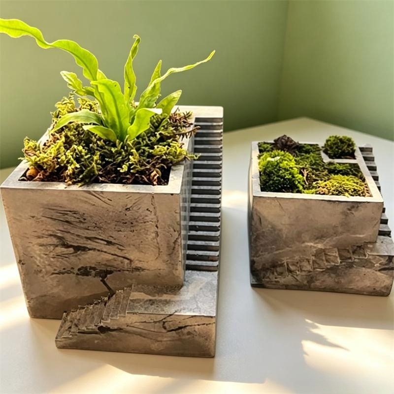 Tagine Clay Pot - Square Stairs Shape Succulent Plants Pot
