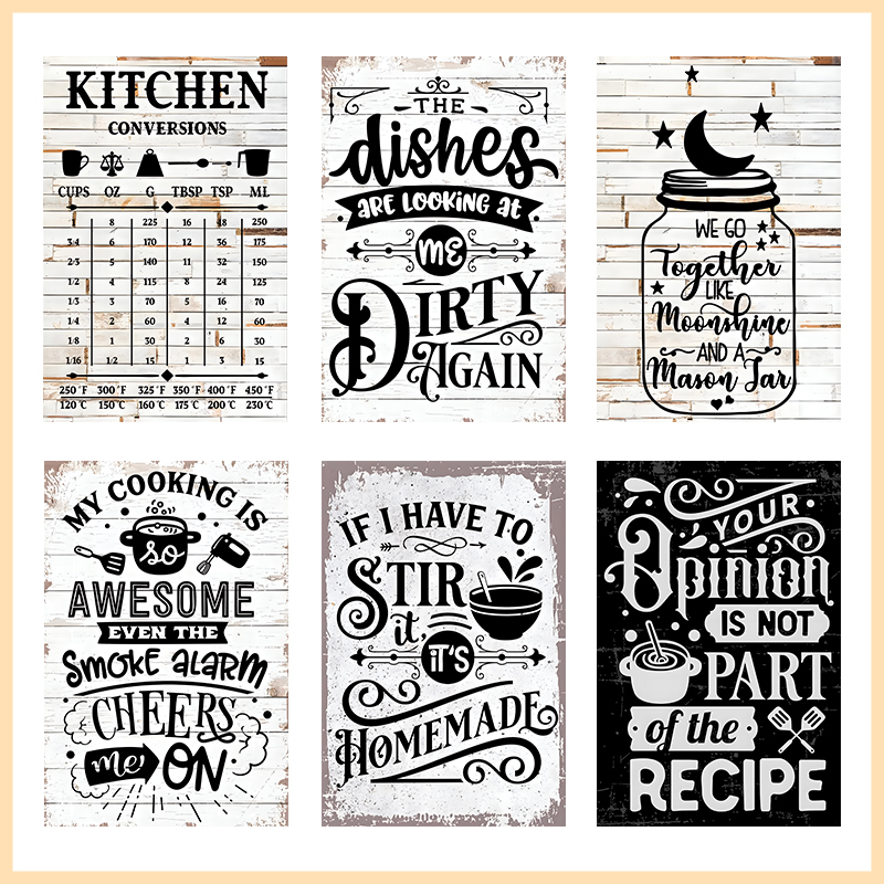 Home Cooking Quotes - Vintage Kitchen Quote Metal Tin Sign,