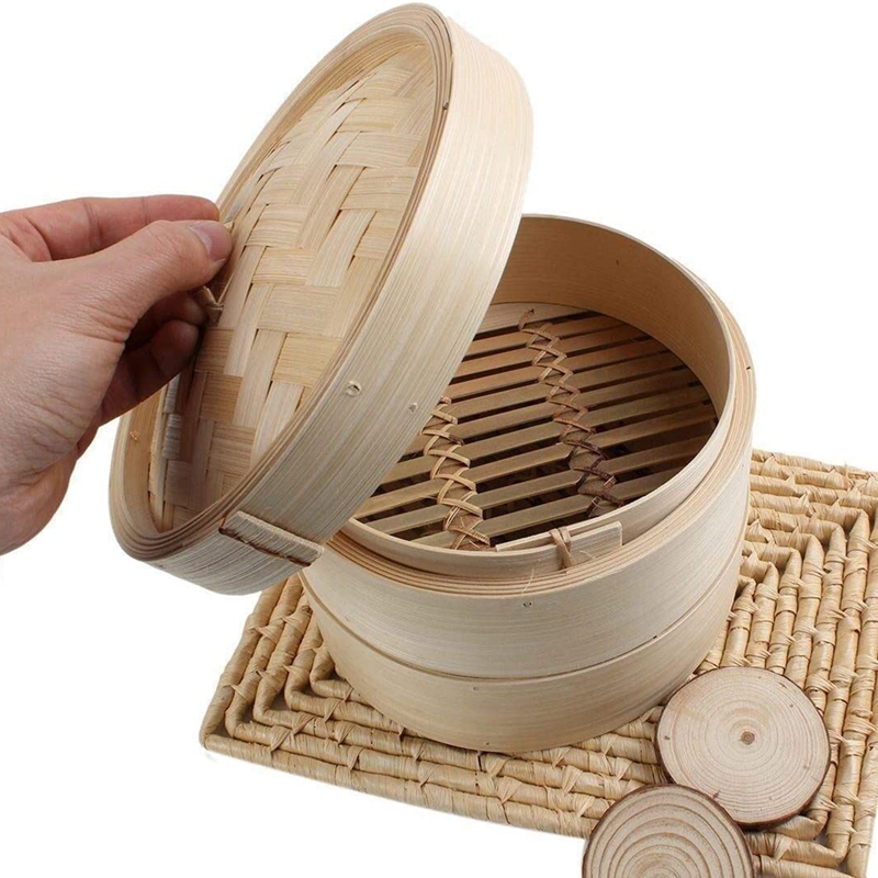 Bamboo Steamer 2 Tier 8 Inch D - Steamer Bamboo Set ulasan dan harga