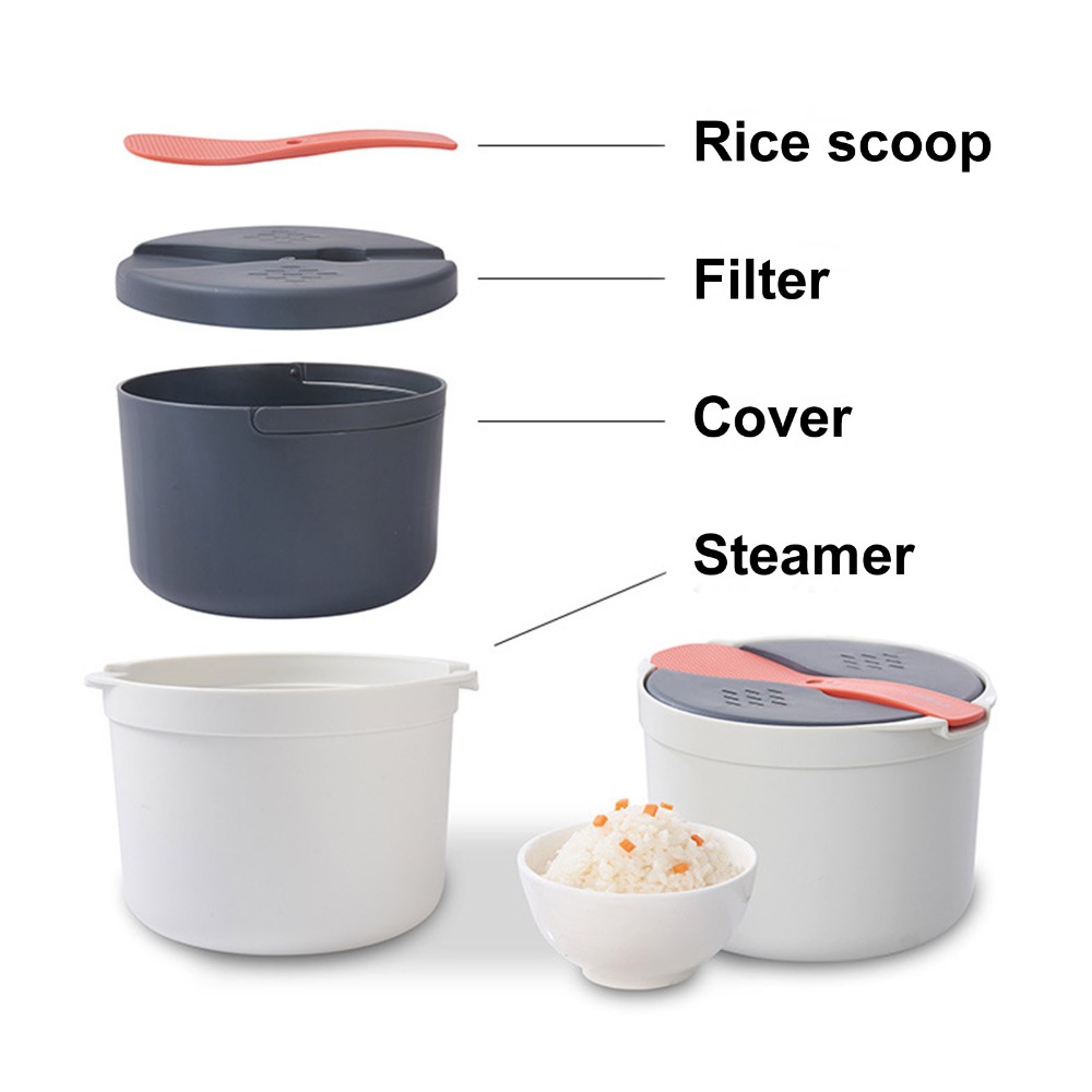 Thick 2L Microwave Rice Cooker - Steamer Bamboo Set ulasan dan harga