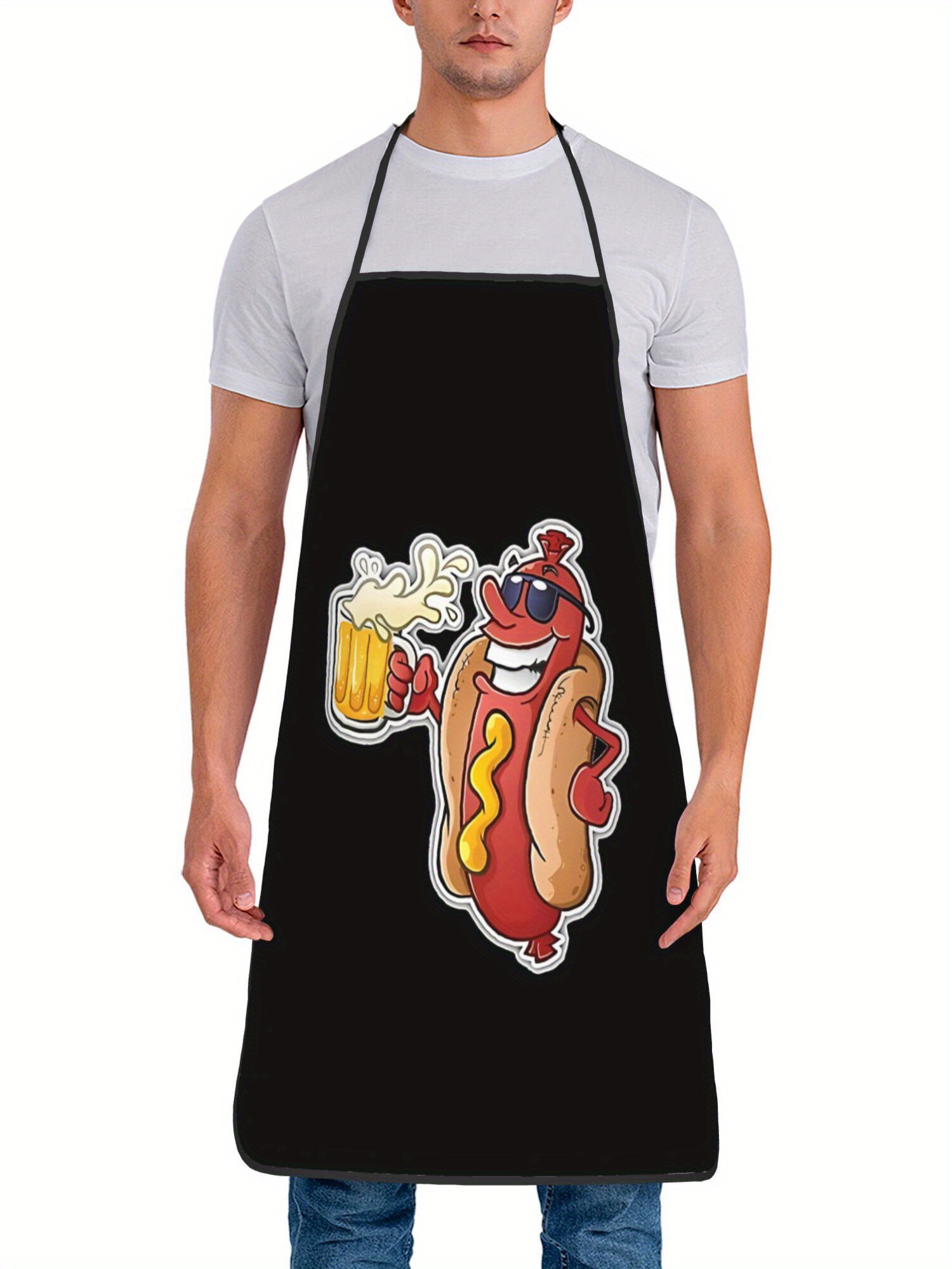 Hot Dog Pattern Print Apron, F - Home Cooking Dog Food ulasan dan harga