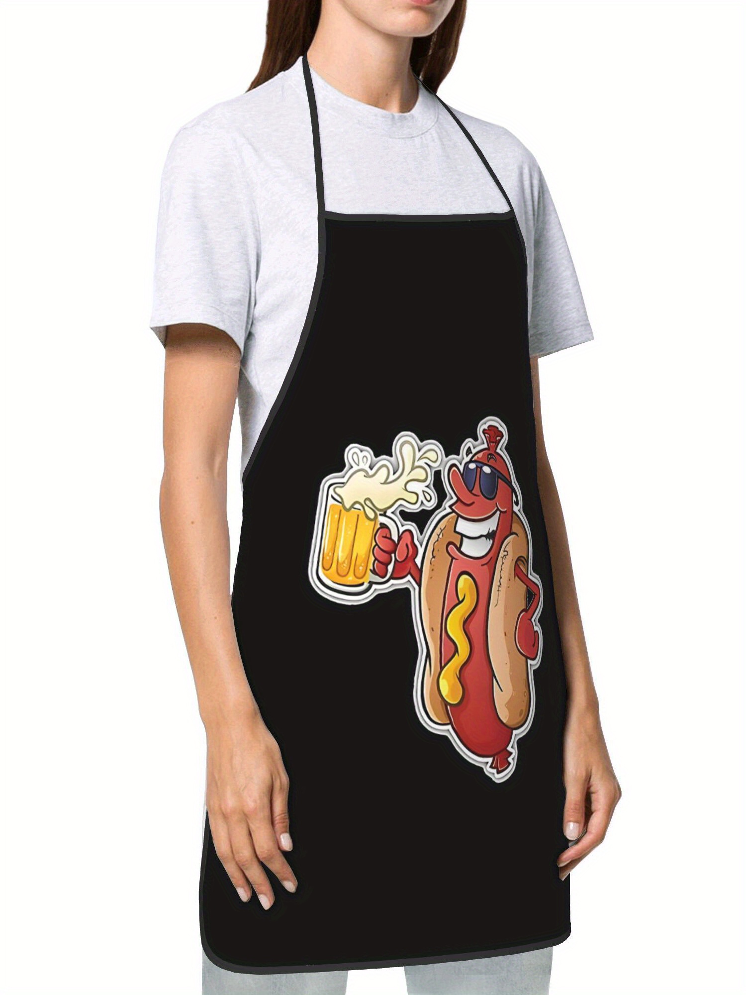Hot Dog Pattern Print Apron, F - Home Cooking Dog Food ulasan dan harga