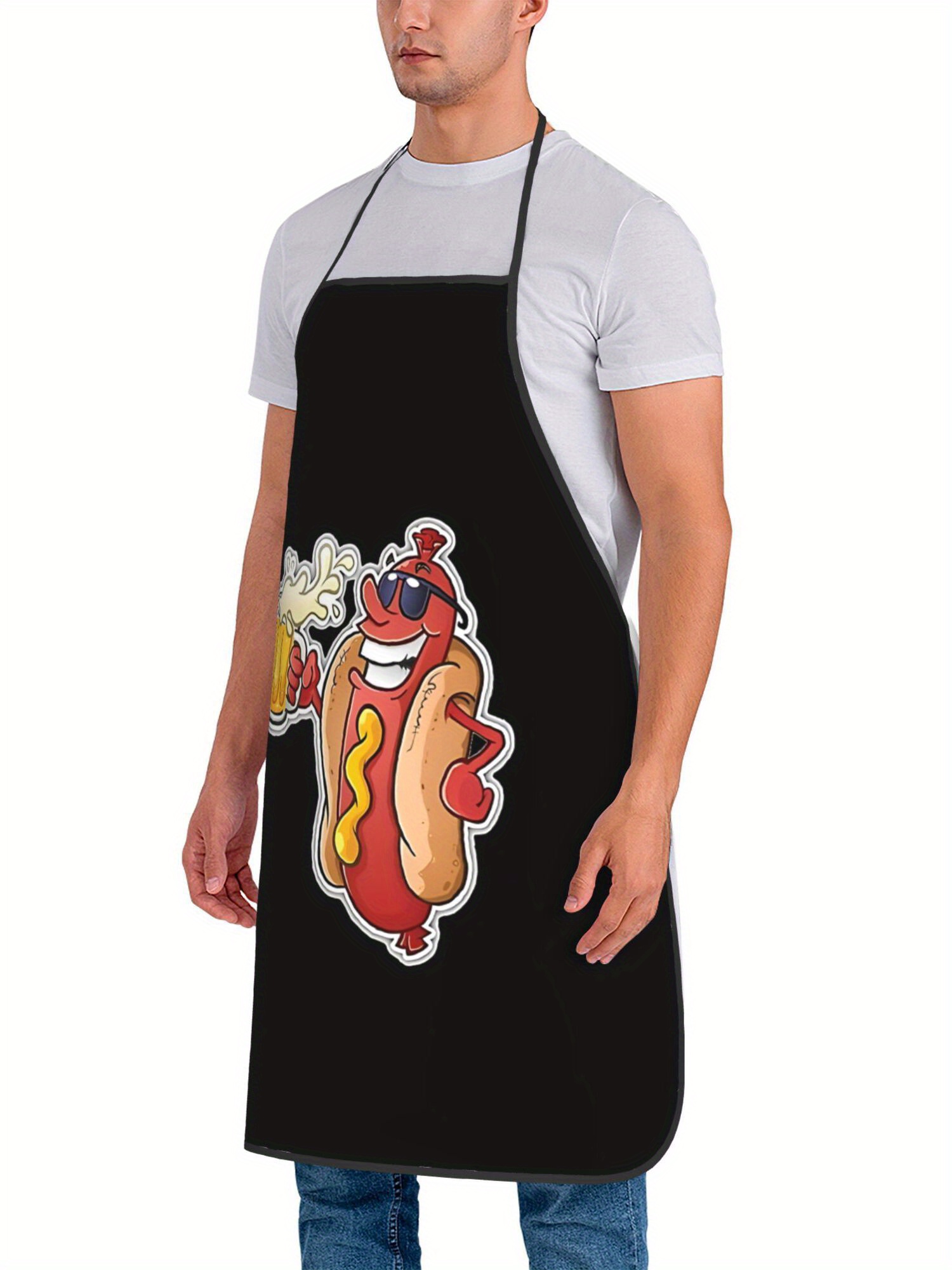 Hot Dog Pattern Print Apron, F - Home Cooking Dog Food ulasan dan harga